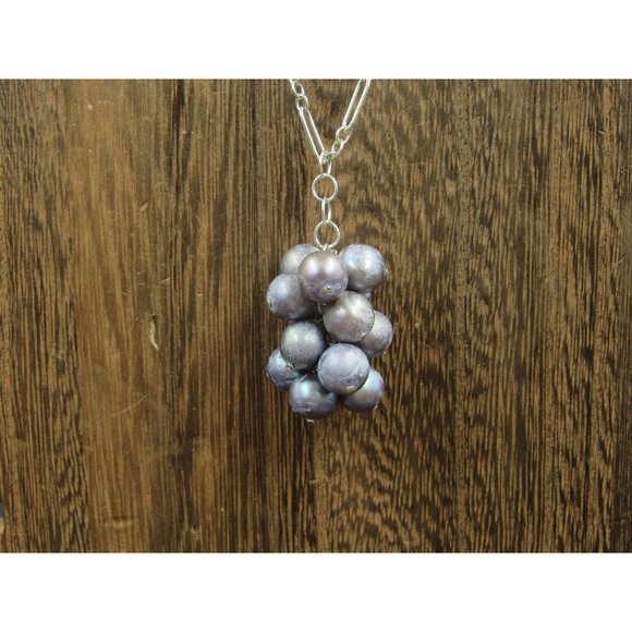 Jewelry - 18" Sterling Silver Large Cluster Of Genuine Pearls Necklace Vintage Minimalist